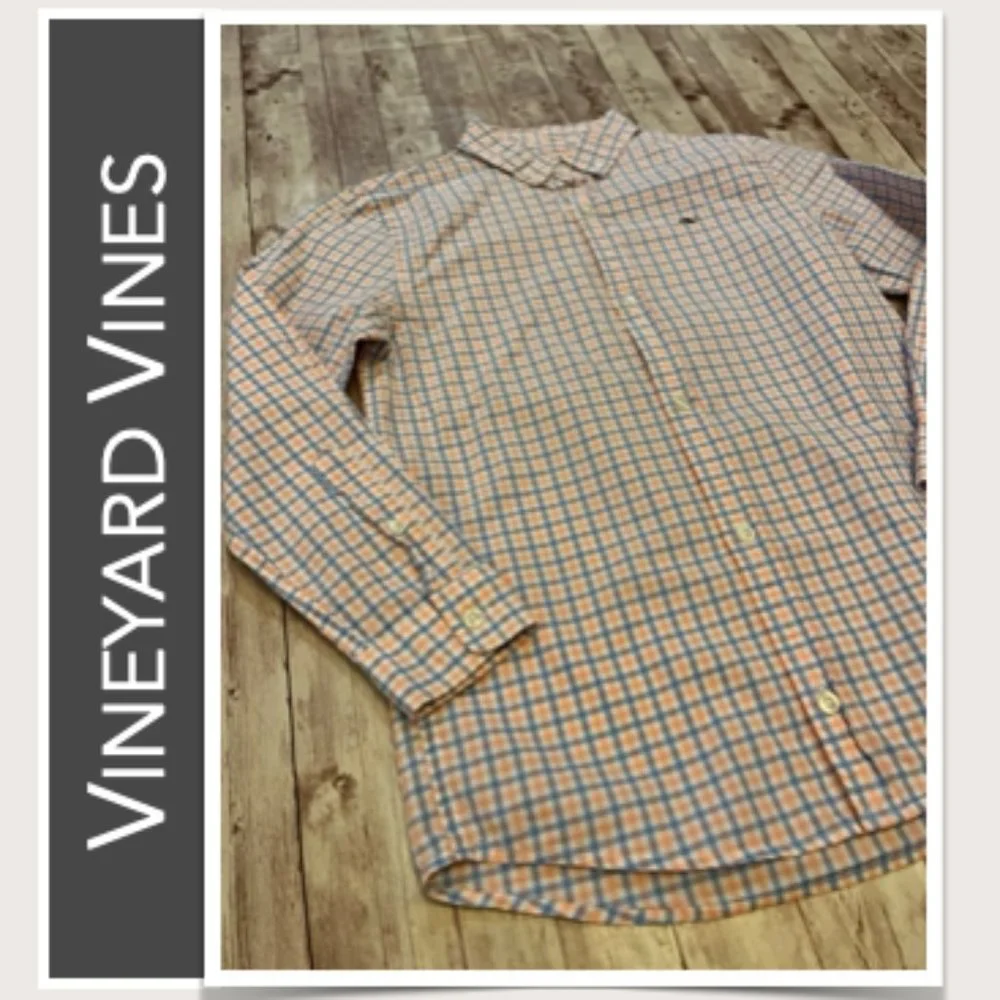 Vineyard Vines Light‎ Blue & Pink Checks Button Down Whale Shirt EUC